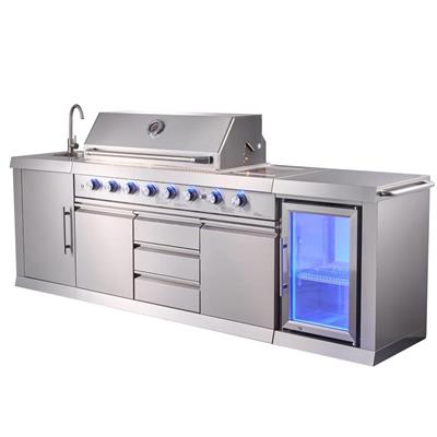 Berfmann Apex 6+2 Gazlı Barbekü ve Buzdolabı Outdoor Mutfak (Kızılötesi Yan Ocak) - BRGG-275S