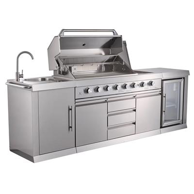Berfmann Apex 6+2 Gazlı Barbekü ve Buzdolabı Outdoor Mutfak (Kızılötesi Yan Ocak) - BRGG-275S