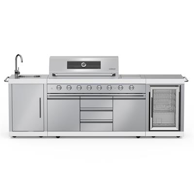 Berfmann 6+2 Cam Kapak Barbekü, Ocak ve Buzdolaplı Outdoor Mutfak