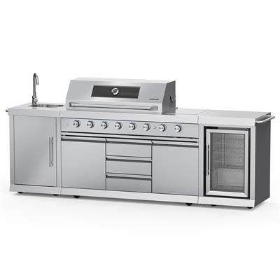 Berfmann 6+2 Cam Kapak Barbekü, Ocak ve Buzdolaplı Outdoor Mutfak