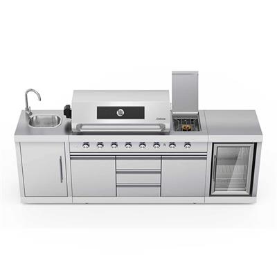 Berfmann Apex Outdoor Mutfak 6+2 Cam Kapak Barbekü ve Standart Ocak Modülü