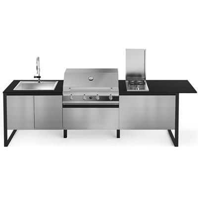 Steel Brenta T28 Siyah Outdoor Barbekü Mutfak Ünitesi
