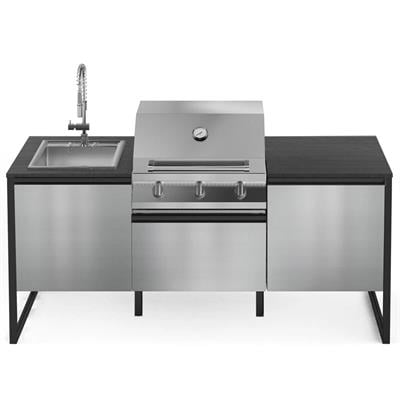 Steel Cucine Latemar T20 Siyah Outdoor Barbekü Mutfak Ünitesi