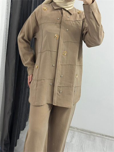 Taş Detaylı Pantolonlu Takım