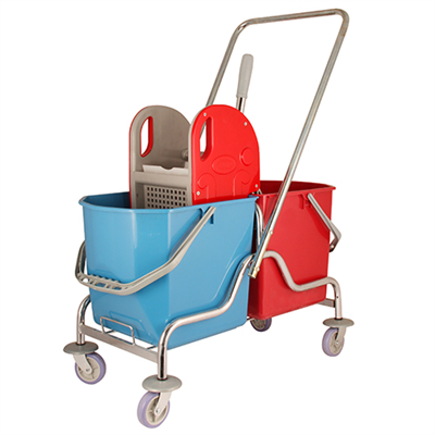 Krom Çift Kovalı Temizlik Seti - Plastik / Çelik Presli