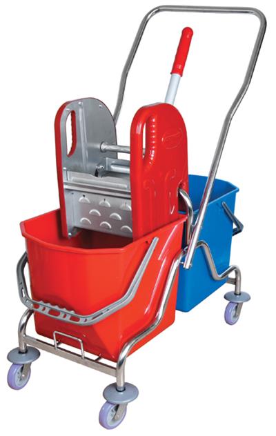 Krom Çift Kovalı Temizlik Seti - Plastik / Çelik Presli