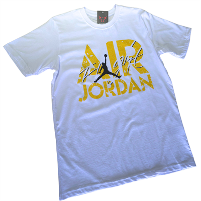 Kıbrıs Tişörtler Air Jordan Baskı Beyaz Cotton Tişört