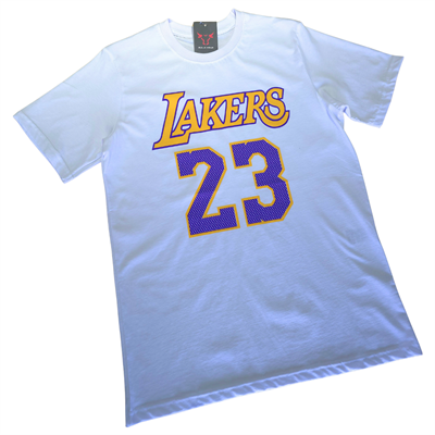 Kıbrıs Tişörtler Lakers 23 Baskı Beyaz Cotton Tişört