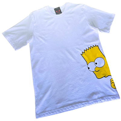 Kıbrıs Tişörtler Simpson Baskı Beyaz Cotton Tişört