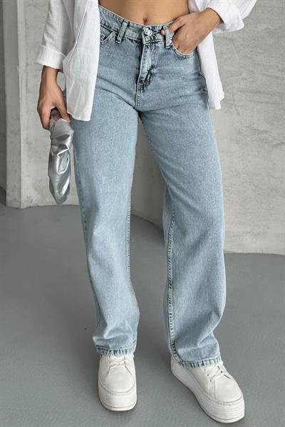 Açık Mavi Straight Fit Yüksek Bel Jean
