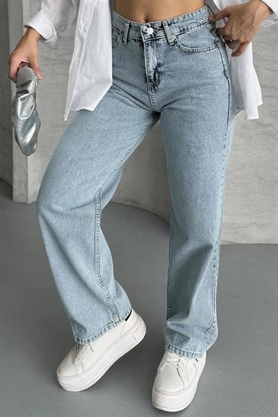 Açık Mavi Straight Fit Yüksek Bel Jean