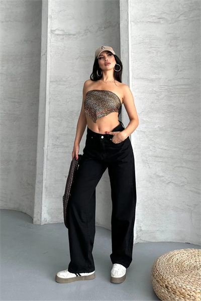 Siyah Straight Fit Yüksek Bel Jean