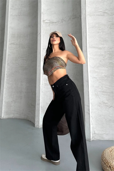 Siyah Straight Fit Yüksek Bel Jean