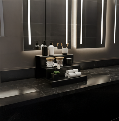 3 Katlı Pleksi Düzenleyici Stand – Banyo Kullanımı İçin Çok Amaçlı Organizer – Siyah Renk