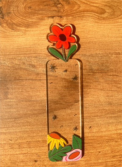 Retro Çiçekli Kitap Ayracı | Bohem Tarz Akrilik Ayraç | Papatya ve Çiçek Figürlü Hediye