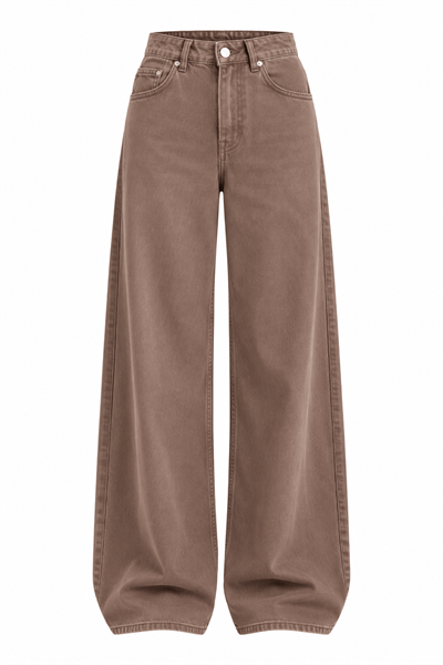 BELİ LASTİKLİ TENSEL PANTOLON-KAHVE
