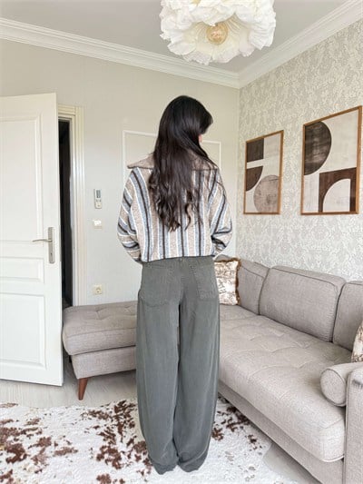 BELİ LASTİKLİ TENSEL PANTOLON-YEŞİL