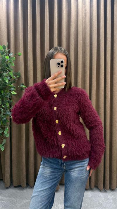 BORDO GOLD DÜĞME DETAYLI SAÇAKLI HIRKA