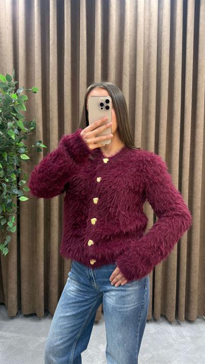 BORDO GOLD DÜĞME DETAYLI SAÇAKLI HIRKA
