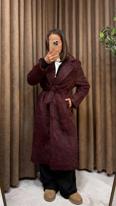 BORDO KUŞAKLI TEDDY KABAN