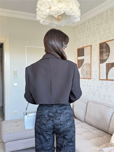 CROP BLAZER CEKET-SİYAH