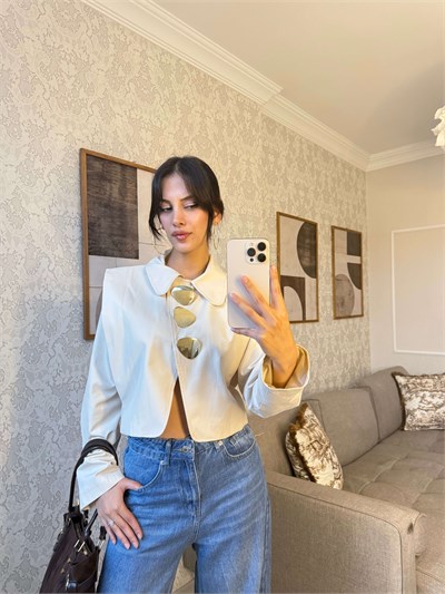 GOLD DÜĞMELİ CROP CEKET-TAŞ