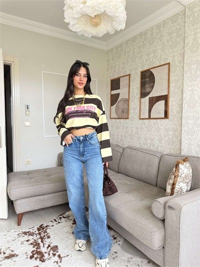 KOYU MAVİ WİDE LEG PANTOLON