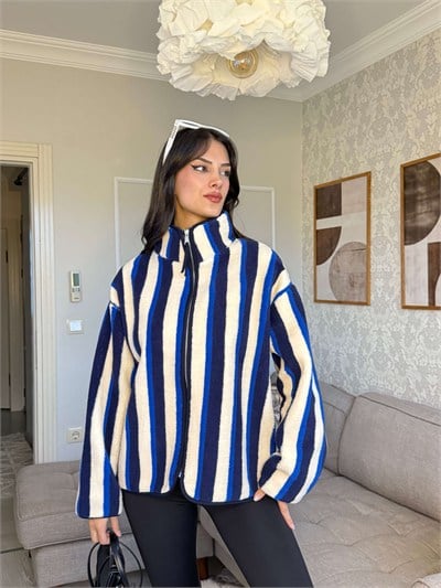 LACİVERT ÇİZGİLİ POLAR HIRKA