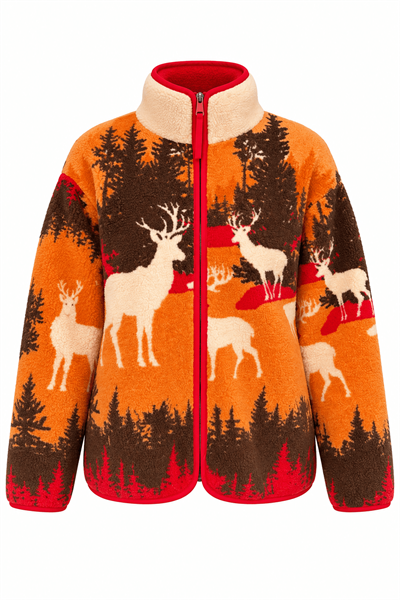 TURUNCU GEYİK DESENLİ POLAR HIRKA