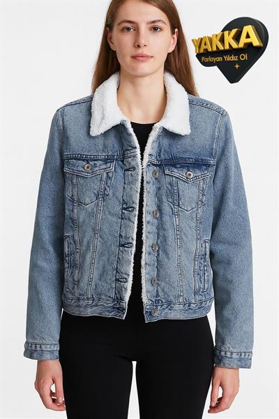 YAKKA – Soğuk Havaların Parlayan Yıldızı Denim MAVİ KÜRKLÜ  Mont