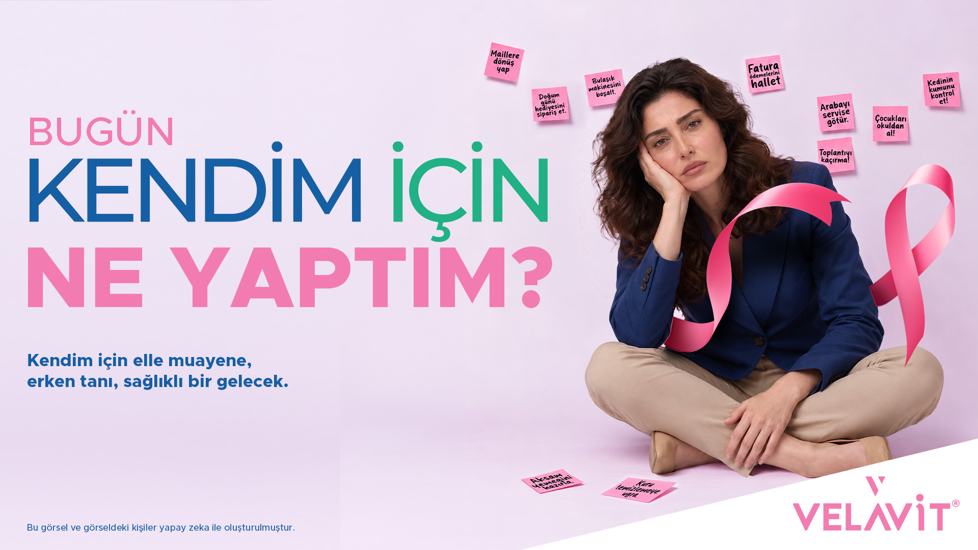 Bugün kendim için ne yaptım? Pembe Ekim meme sağlığı farkındalık görseli