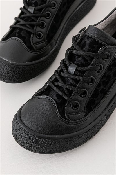 Kadın Günlük Siyah Sneaker Bağcıklı Rahat Spor Ayakkabı