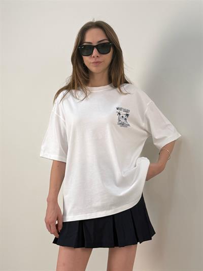 Beyaz Baskılı T-shirt