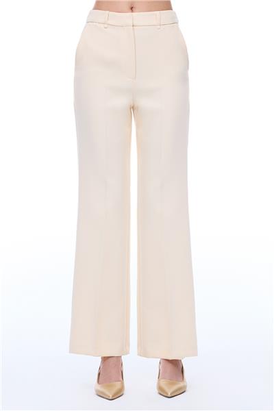 Açık Bej Yüksek Bel Slim Fit Dar Paça Pantolon