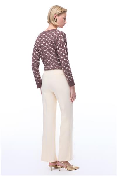 Açık Bej Yüksek Bel Slim Fit Dar Paça Pantolon