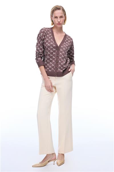 Açık Bej Yüksek Bel Slim Fit Dar Paça Pantolon