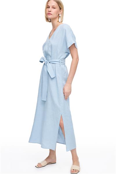 Bebe Mavisi Holas Regular Fit Diz Altı Elbise