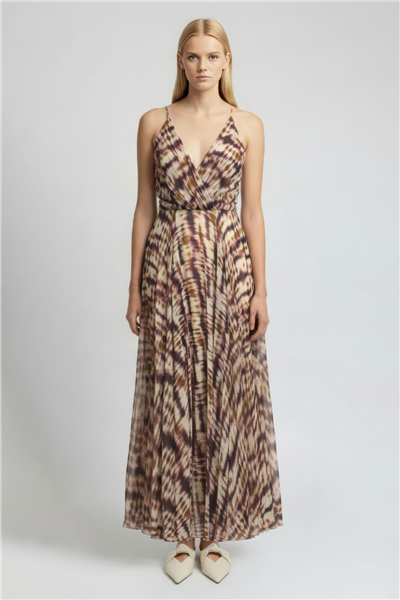 Çok Renkli Batik Midi Elbise