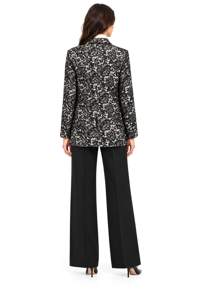 Desenli Kruvaze Blazer Ceket
