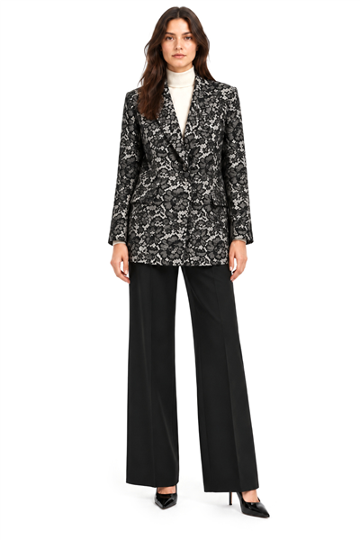 Desenli Kruvaze Blazer Ceket