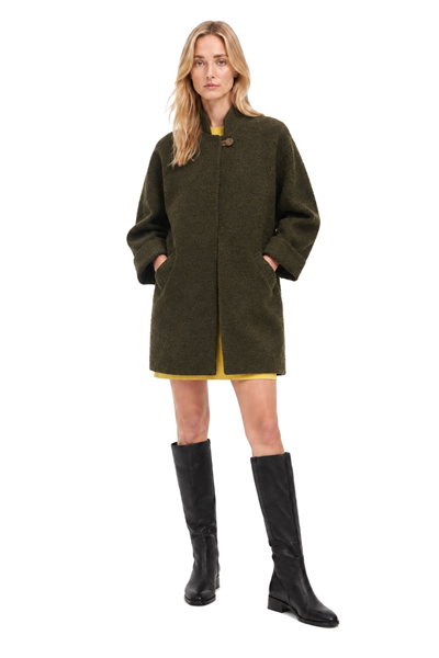 Haki Dik Yaka Oversize Kaban