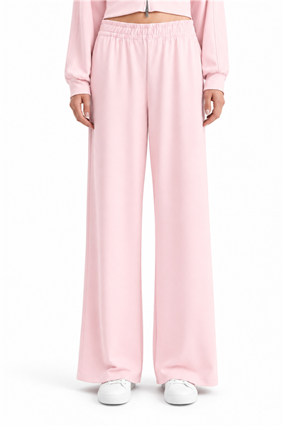 Pembe Fermuarlı Crop Eşofman Takımı