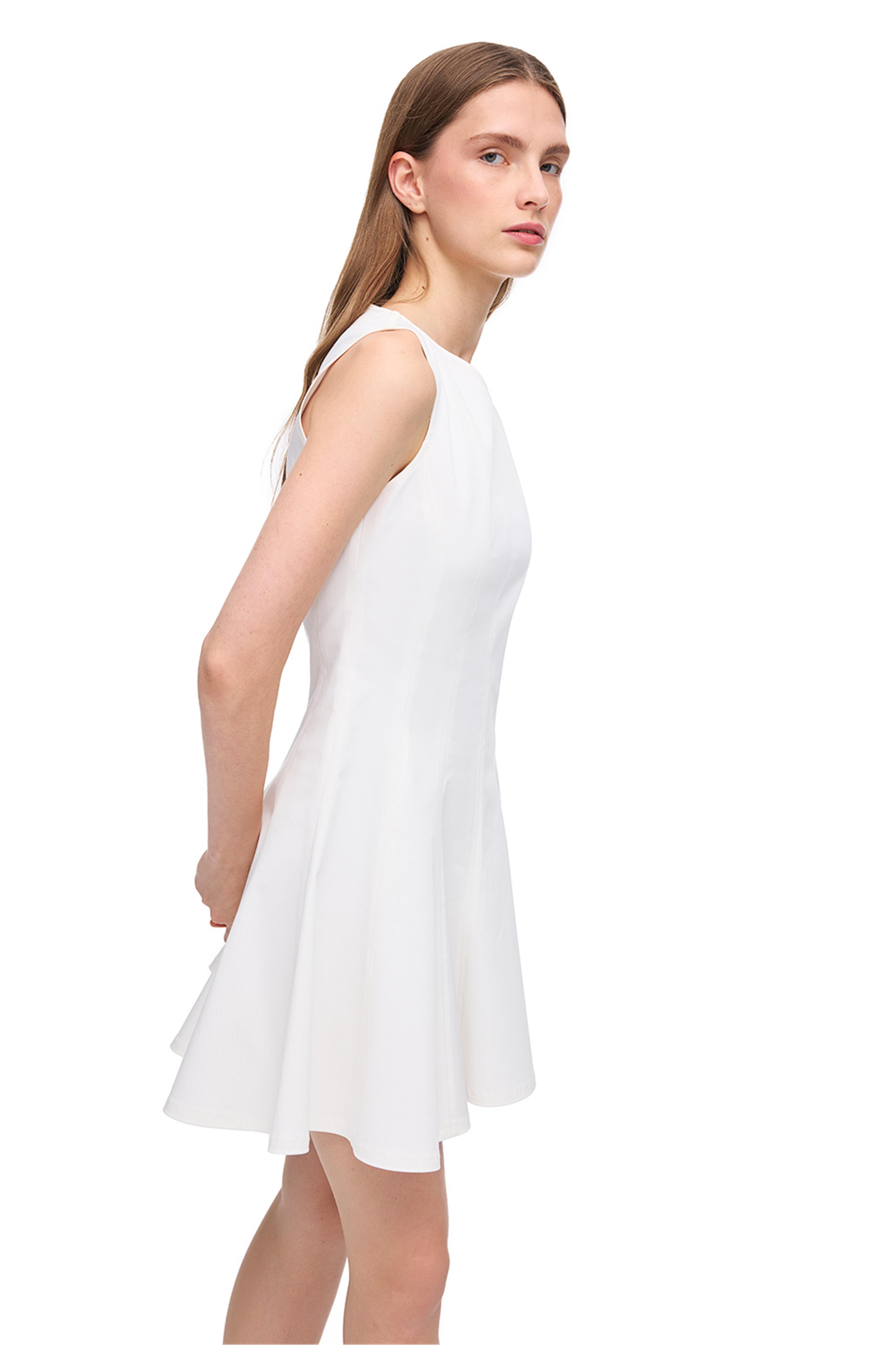 Beyaz Kayık Yaka Slim Fit Mini Beyaz Elbise · 3