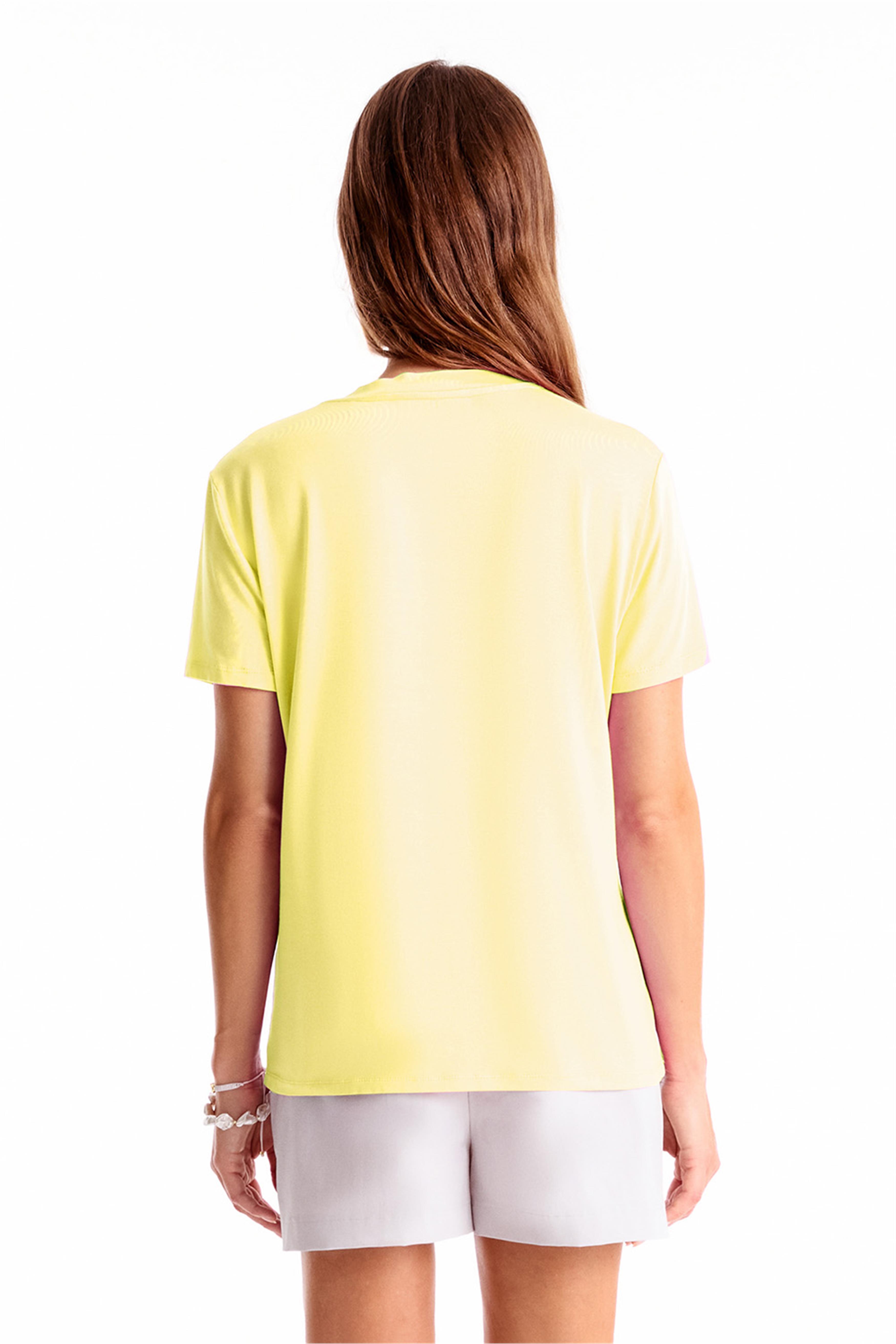 Chuns Limon Renk Regular Fit Bisiklet Yaka Takma Kol Tişört · 3
