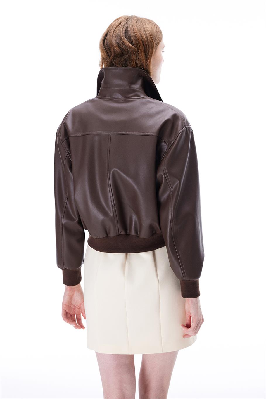 Dark Regular Fit Takma Kol Kahverengi Renk Kadın Mont · 5