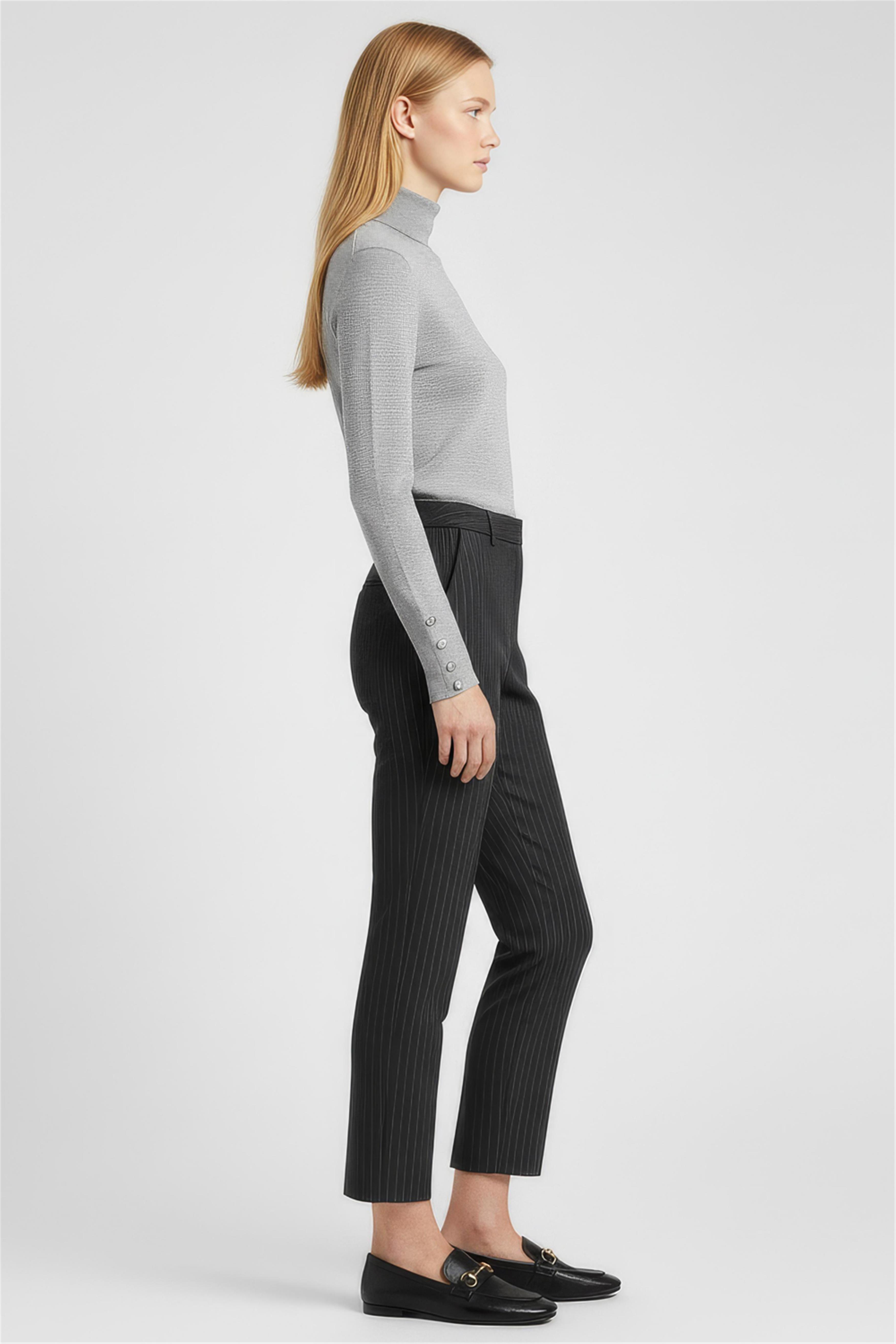 Gri Balıkçı Yaka Slim Fit Triko Kazak · 2