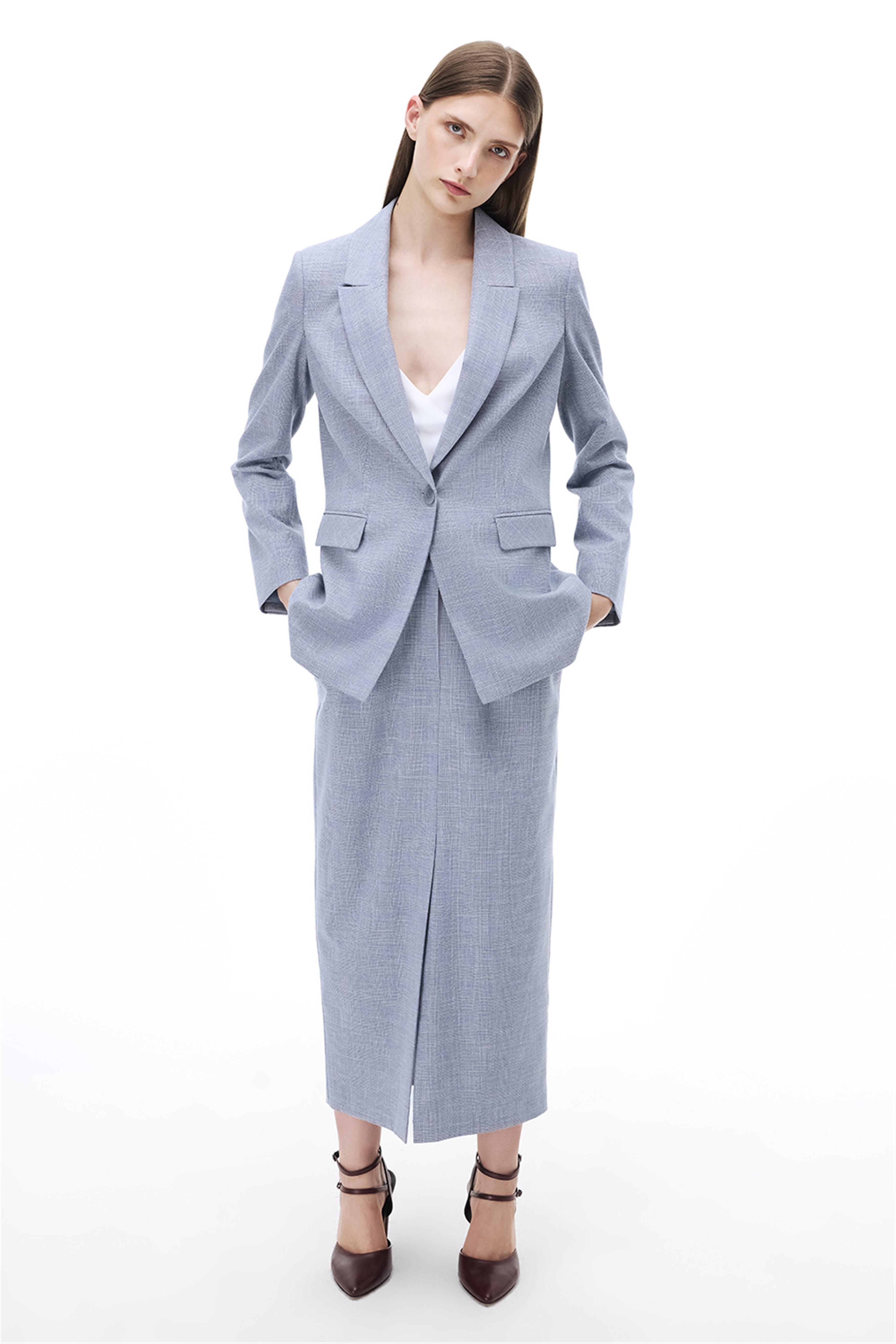 İndigo Slim Fit Ekoseli Ceket · 2