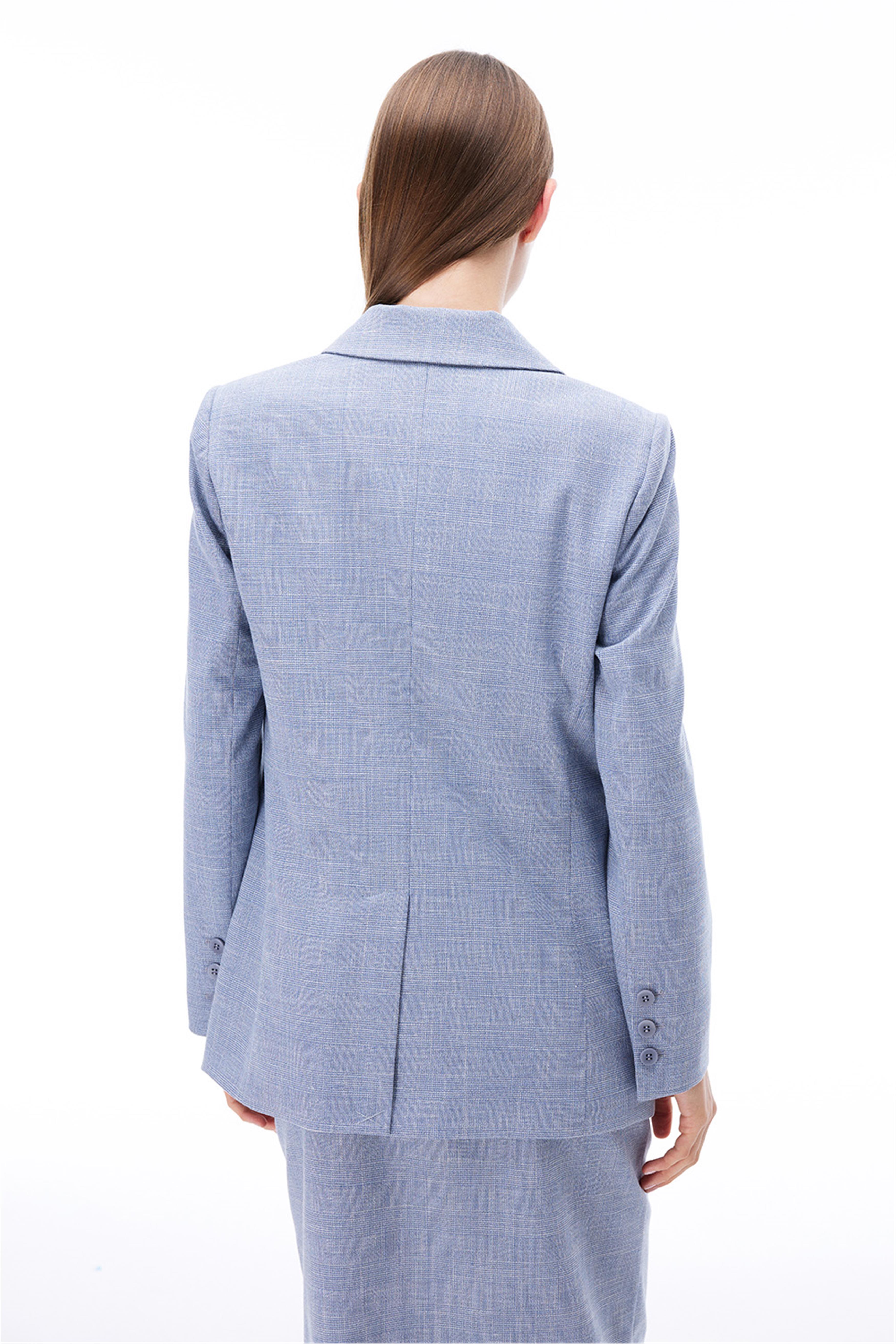İndigo Slim Fit Ekoseli Ceket · 5
