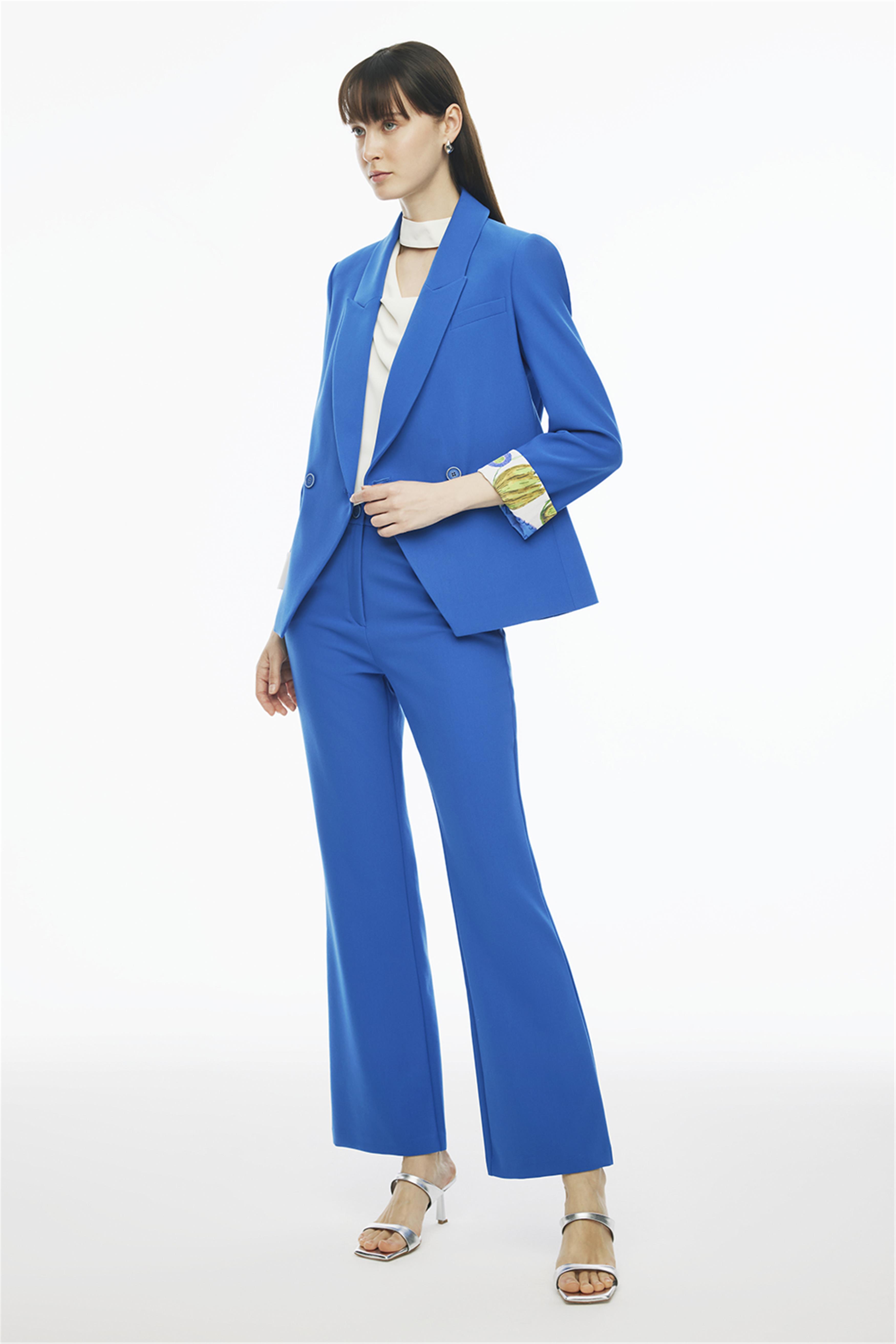 Fiors Regular Fit Standart Boy Takma Kol Ceket Yaka Saks Renk Kadın Ceket · 2
