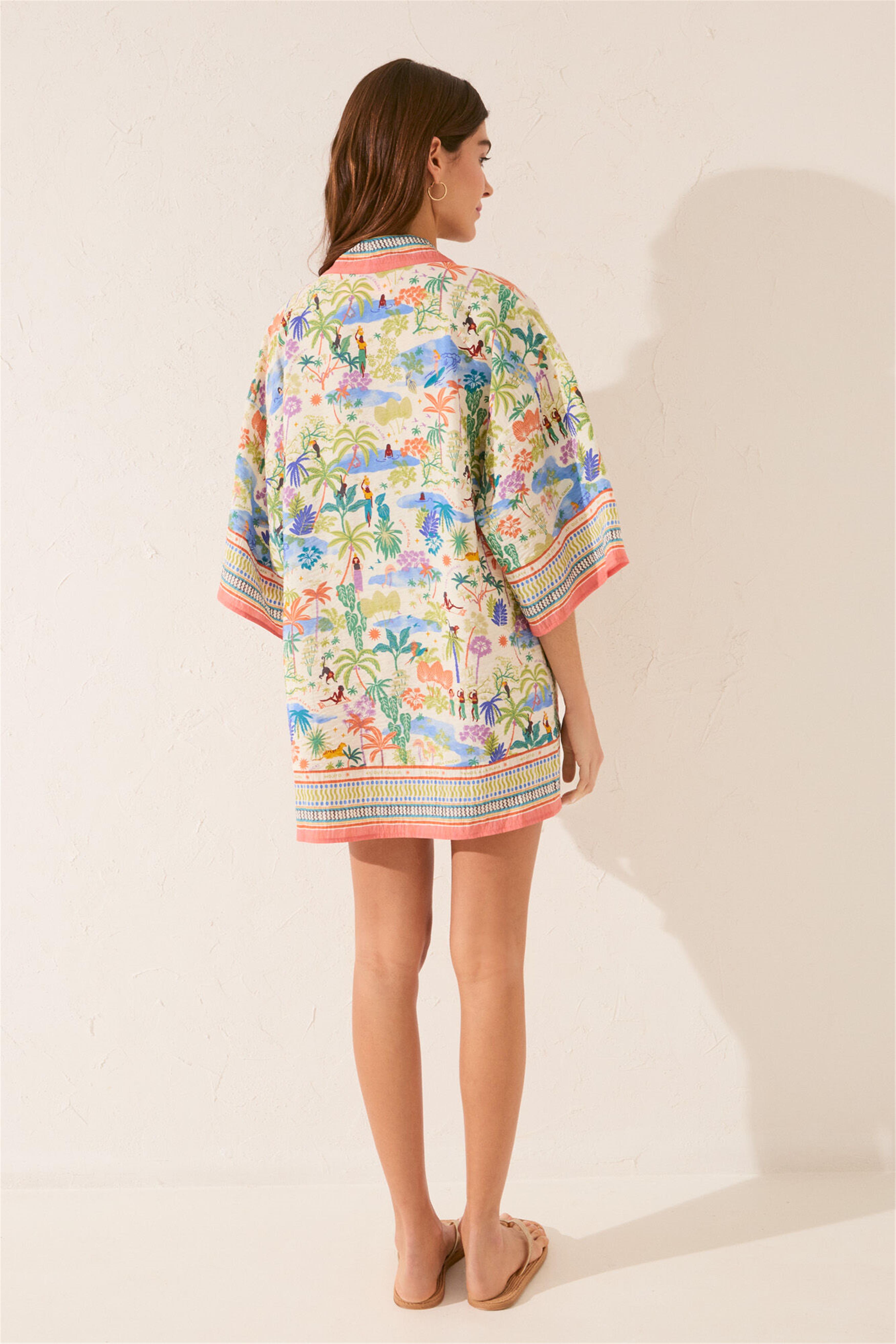 Women Secret Çok Renkli Tropikal Desenli Kimono